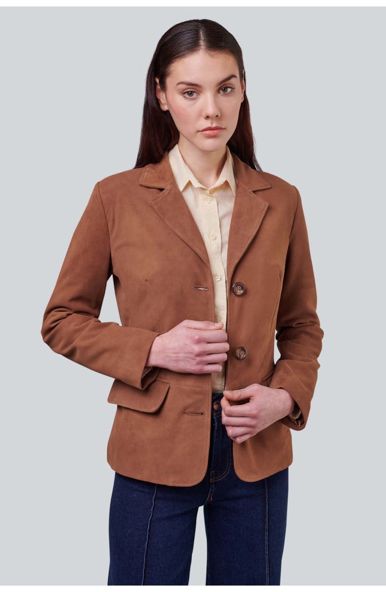 FURNIQ UK Esther Suede Jacket, Alternate, color, Chestnut