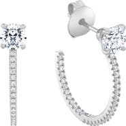 Crislu Brilliant-Cut Pavé Cubic Zirconia Huggie Hoop Earrings