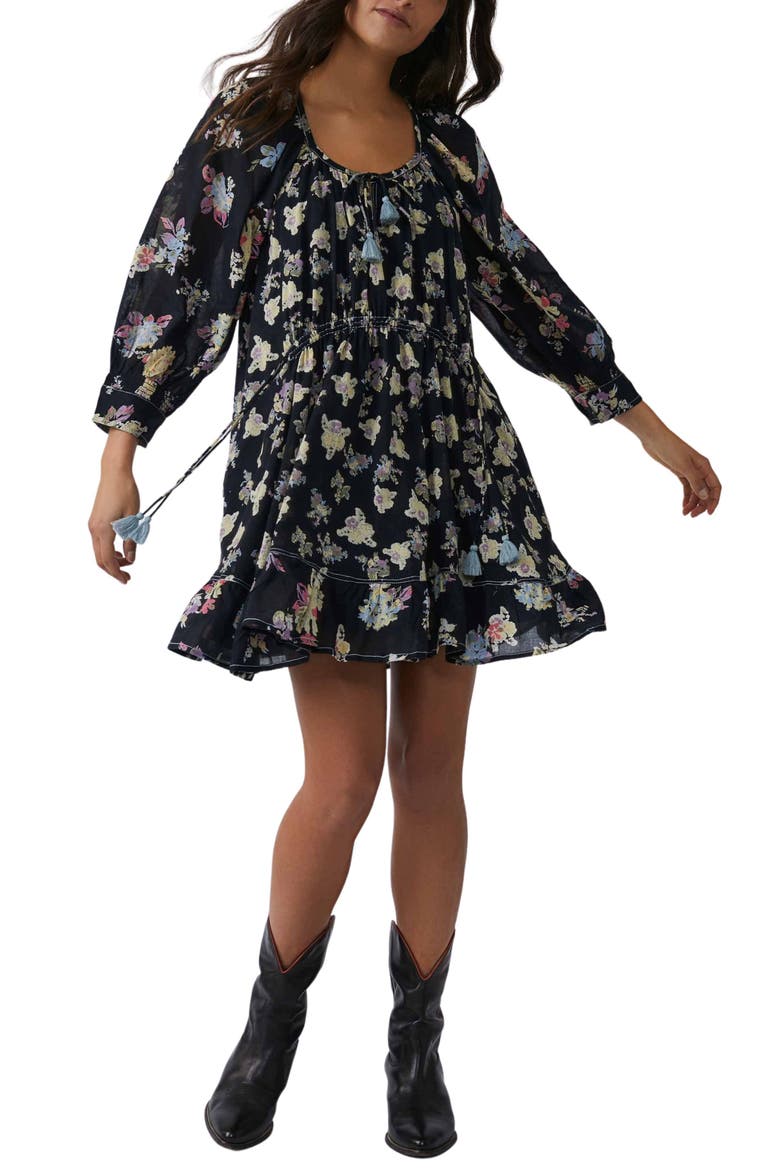 Camella Floral Print Minidress, Main, color, BLACK COMBO
