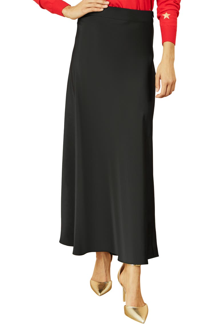 Smart Satin Midi Skirt, Alternate, color, Black