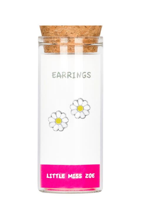 Kids' Sterling Silver Daisy Stud Earrings in Gift Bottle