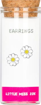 Little Miss Zoe Kids' Sterling Silver Daisy Stud Earrings in Gift Bottle