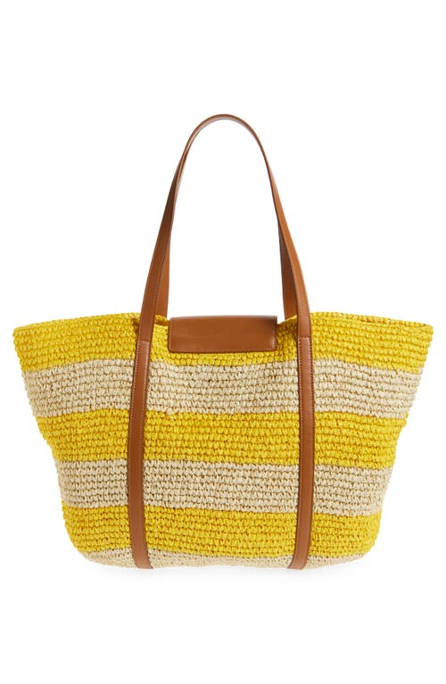 Marni Trunkaroo Small Leather-trimmed Striped Raffia Tote