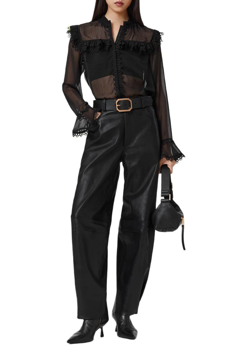 Ciara Ruffle Shirt, Alternate, color, BLACK