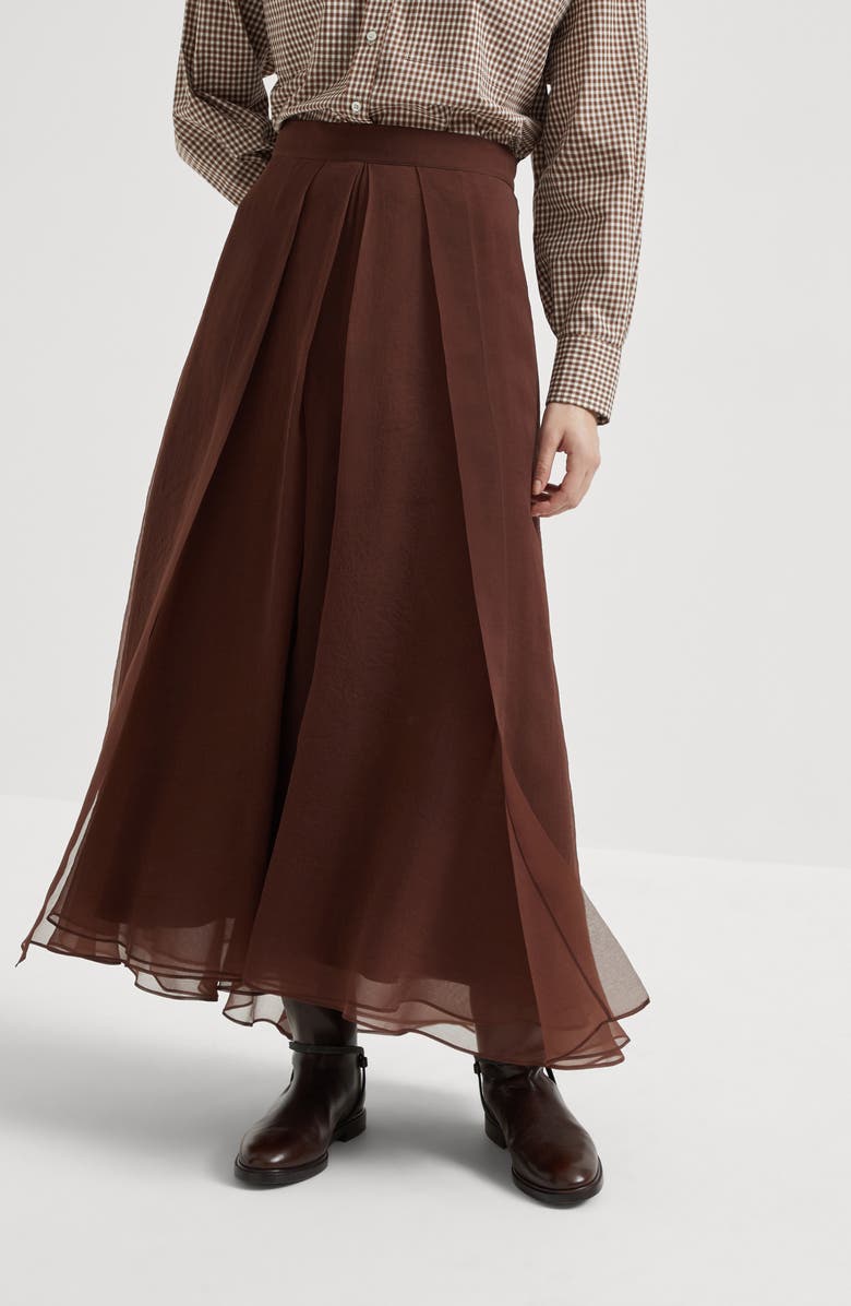 Brunello Cucinelli Paneled Circle skirt, Alternate, color, Bordeaux