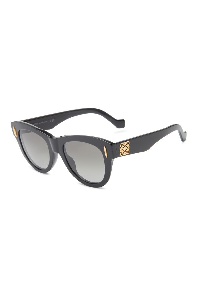 Anagram Round Sunglasses, Alternate, color, SHINY BLACK / GRADIENT SMOKE