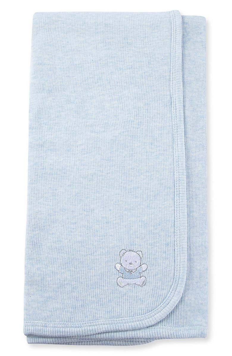 Little Me Blue Bear Cotton Blanket, Alternate, color, Blue