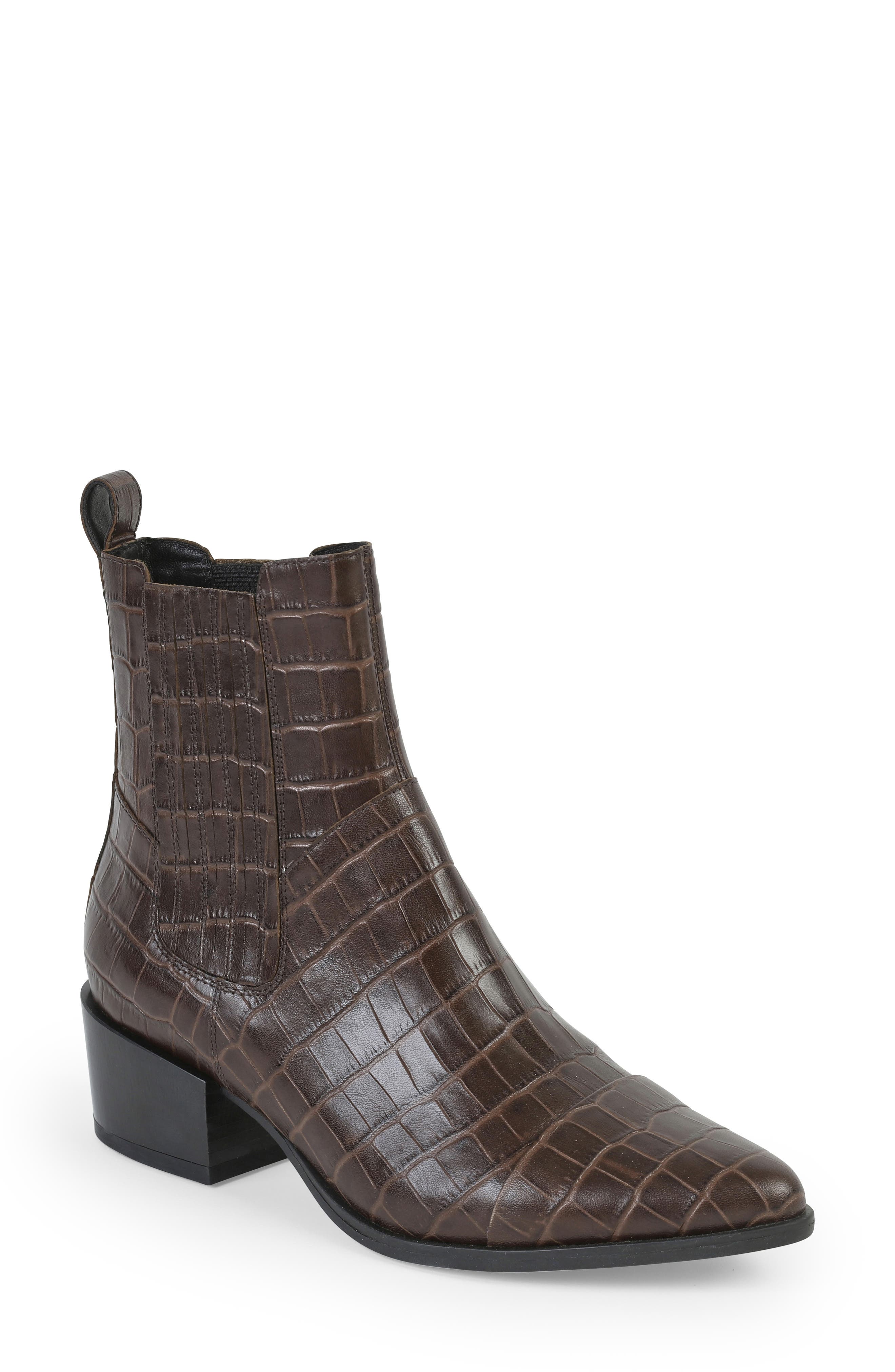 Marja Cap Toe Bootie, Main, color, BROWN CROC LEATHER