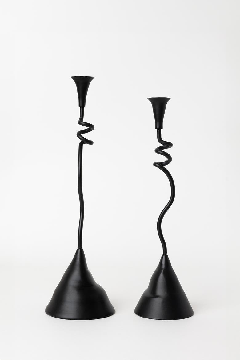 Winding Taper Candle Holders Set of Two, Main, color, Black