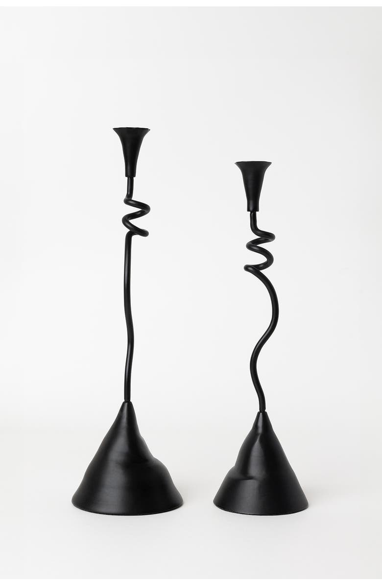 House of Revelry Winding Taper Candle Holders Set of Two, Main, color, Black