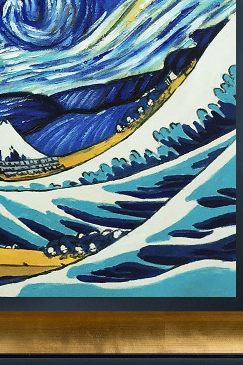 OVERSTOCK ART Starry Night Wave Collage Framed Oil Reproduction of an ...
