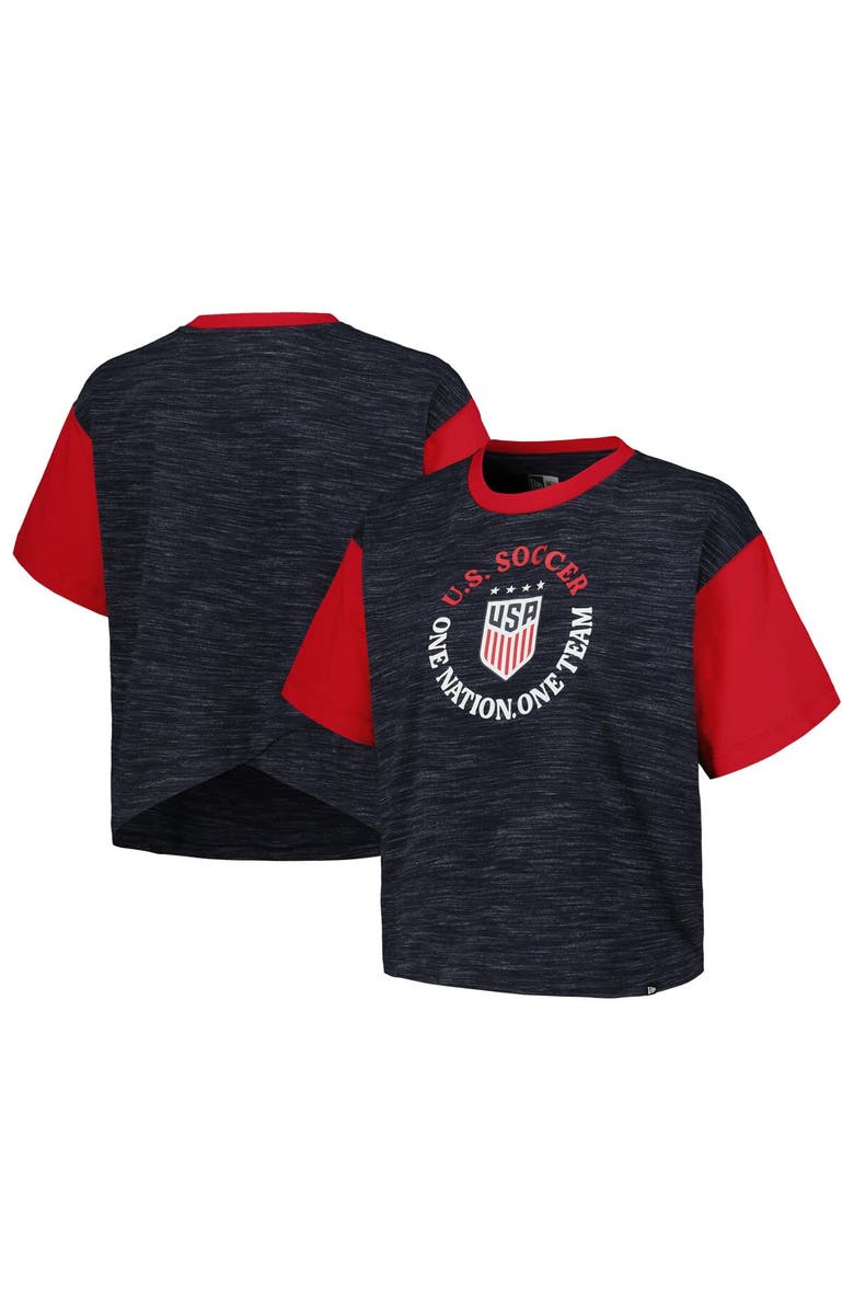 5TH AND OCEAN BY NEW ERA Women's 5th & Ocean by New Era Navy USWNT Athletic Cross Back Cropped T-Shirt, Alternate, color, Navy