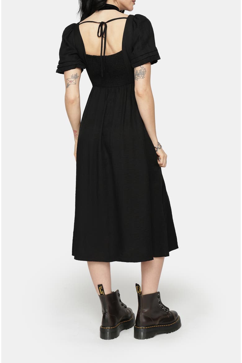 Abellona Embroidered Midi Dress, Alternate, color, Black