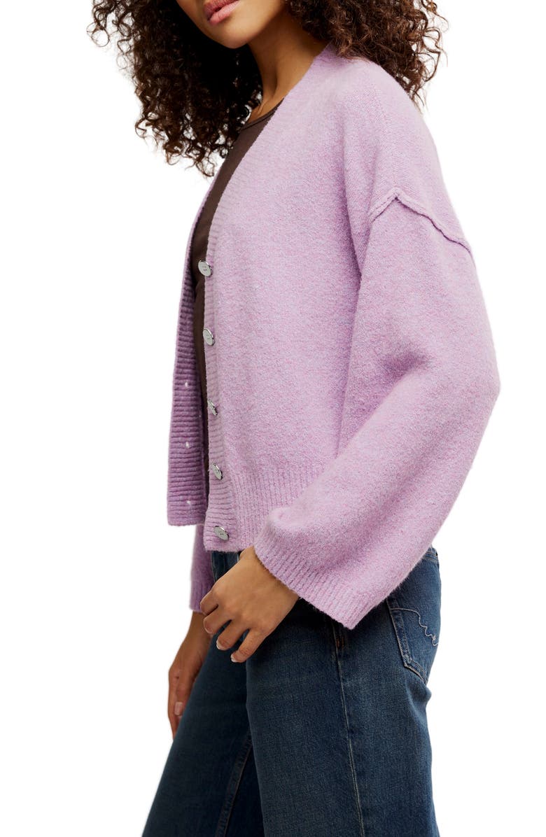 Free People Cool of the Night Cardigan, Alternate, color, Lilac Spell Melange