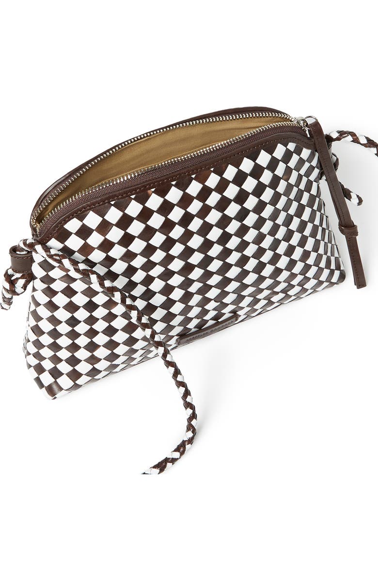 Loeffler Randall Mallory Woven Leather Crossbody Bag, Alternate, color, Chocolate/ White
