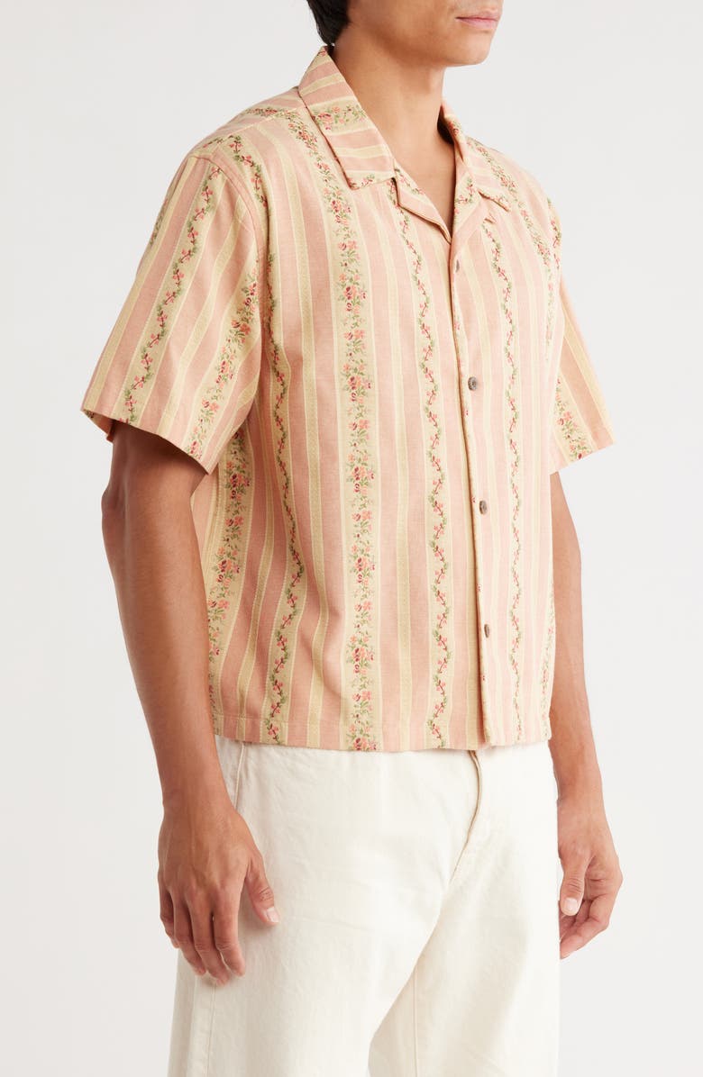 PacSun Oversize Beck Camp Shirt, Alternate, color, Pink Multi Stripe