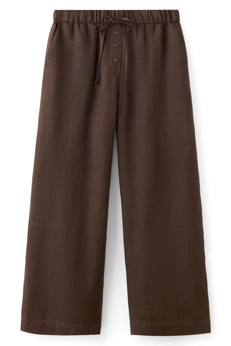Pull-On Wide Leg Linen Pants, Alternate, color, CHOCOLATE