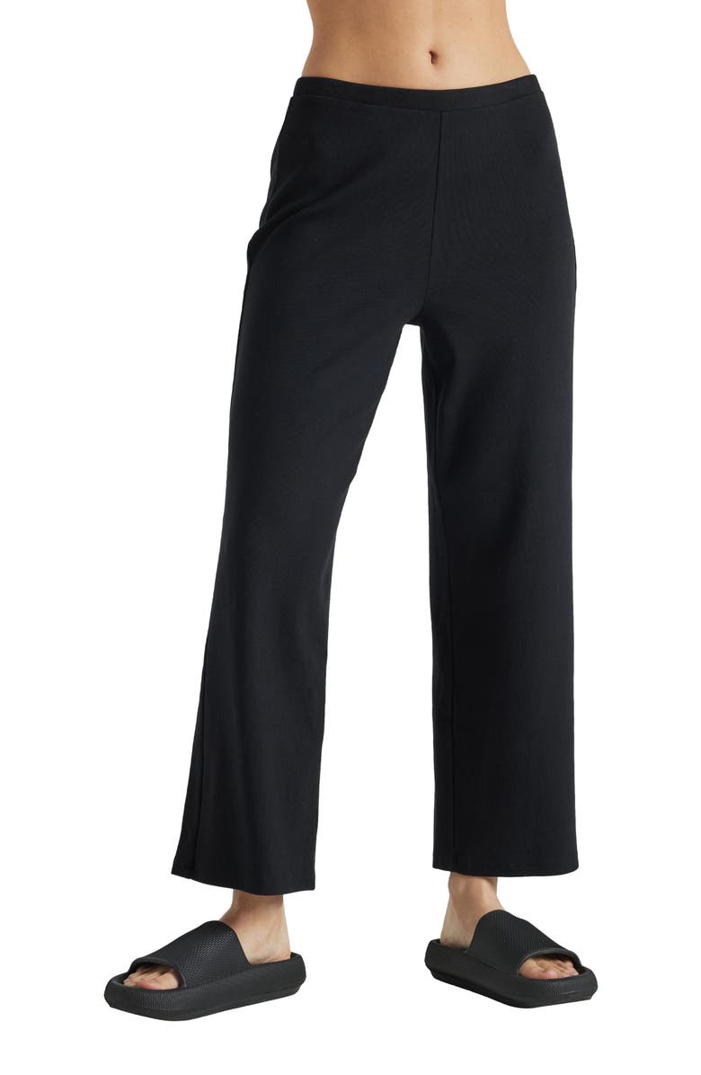 Losano Serene Rib Relaxed Pant, Alternate, color, Black