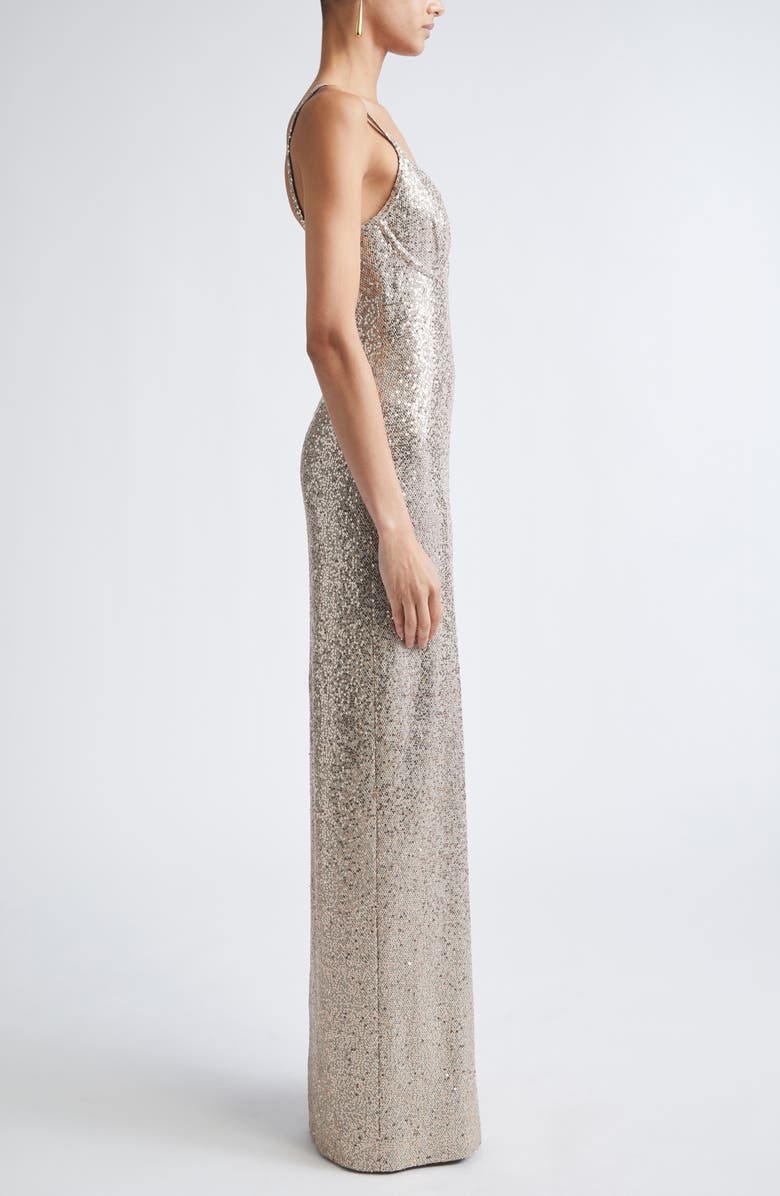 ST. JOHN Luxe Sequin Gown, Alternate, color, Latte Light Grey Melange