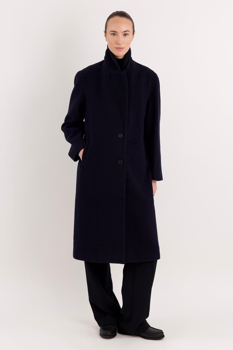 Maxi Wool Coat, Alternate, color, Navy