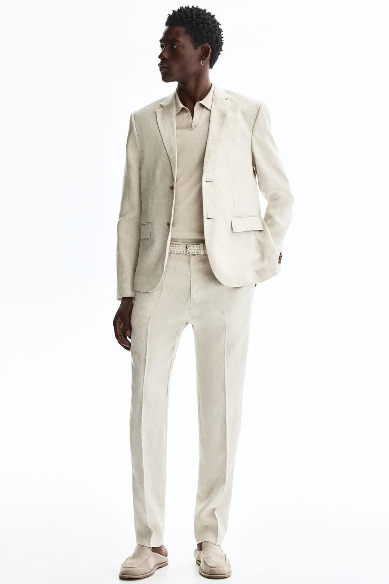 Slim Fit Linen Jacket, Alternate, color, Light beige