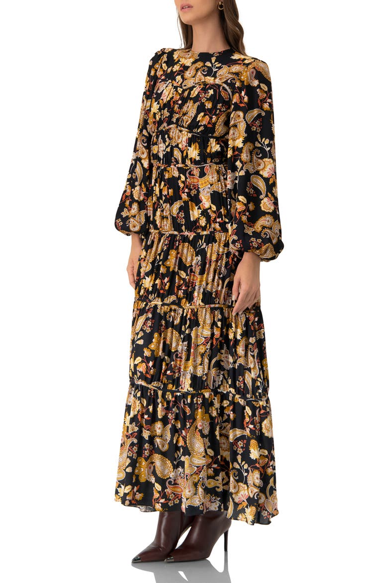 Puff Sleeve Maxi Dress, Alternate, color, Multicolor