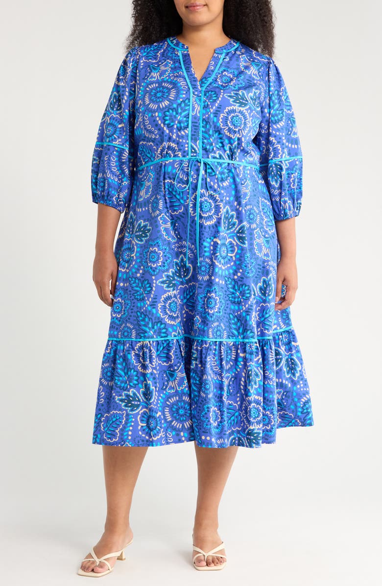 SUGARLIPS Kenner Floral Cotton Midi Dress, Main, color, 