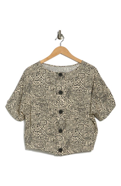 Adrianna Papell Boxy Short Sleeve Button-up Top In Multi