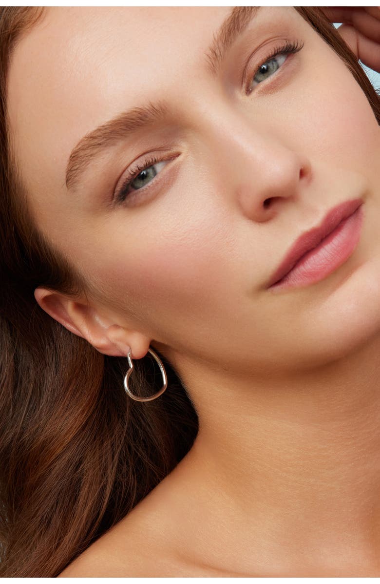 Oradina Sterling Silver Sweetheart Hoops, Alternate, color, Silver