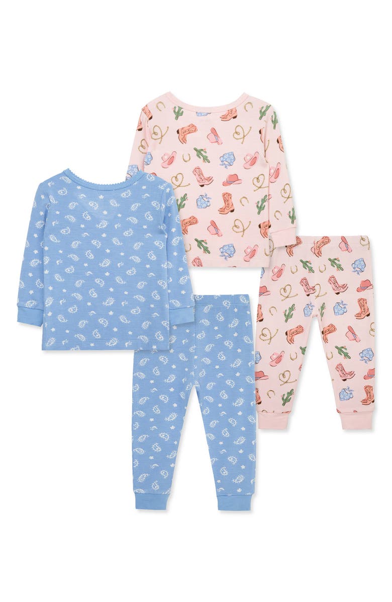 Little Me Cowgirl Theme 2-Pack Stretch Viscose Pajama Set, Alternate, color, Pink