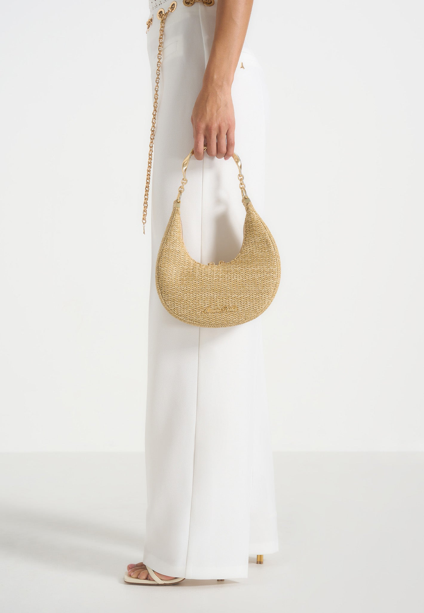 Sadie Sculpted Raffia Crescent Bag, Alternate, color, Natural