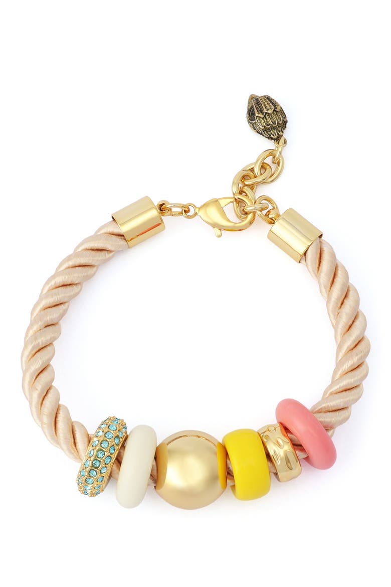 Mixed Media Beaded Cord Bracelet, Alternate, color, GOLD/ MULTI