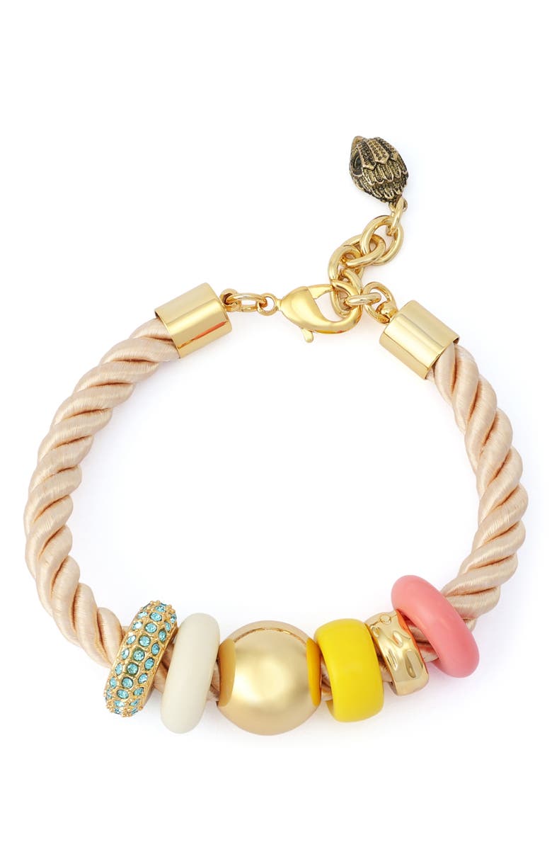 Kurt Geiger London Mixed Media Beaded Cord Bracelet, Alternate, color, Gold/ Multi
