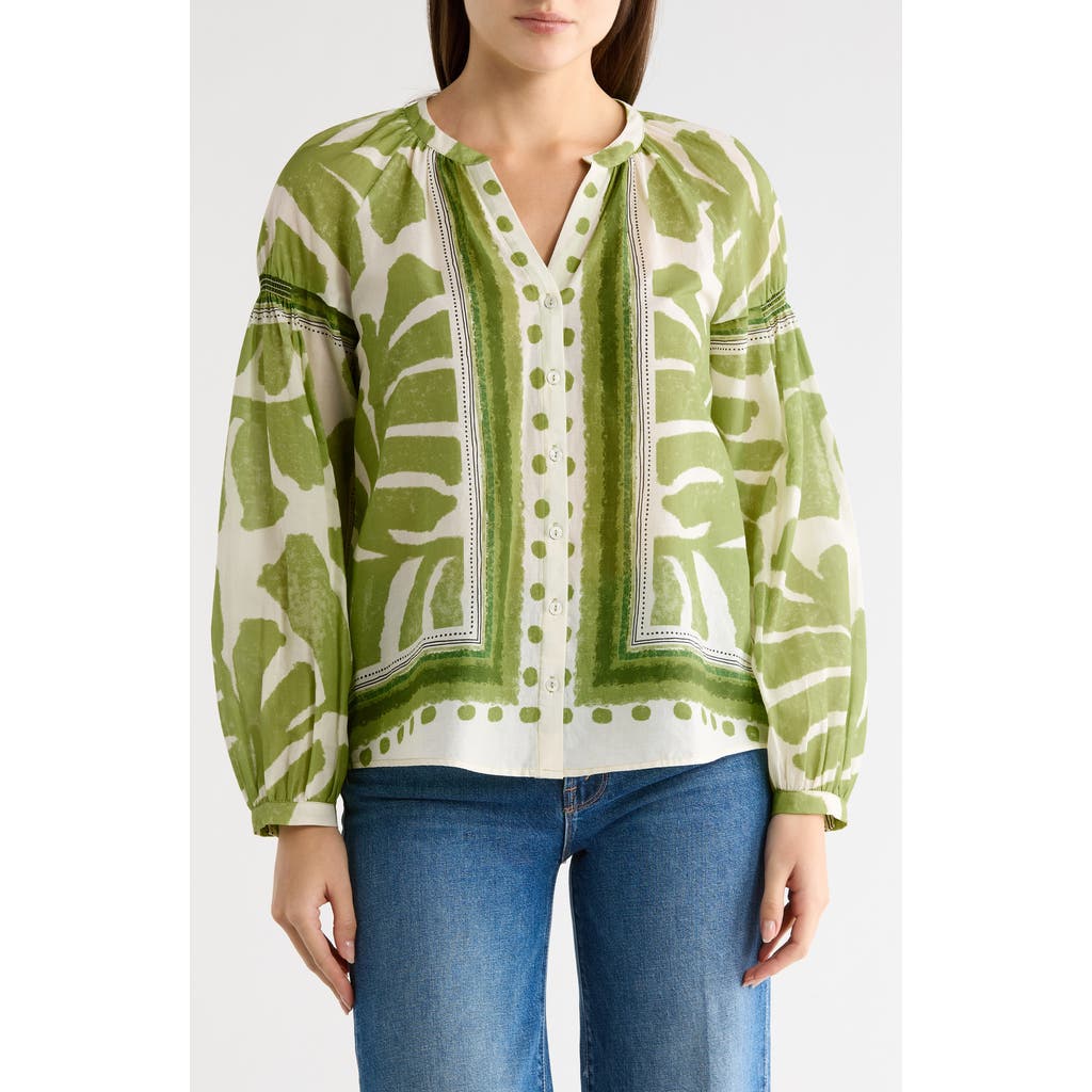 Dr2 By Daniel Rainn Long Sleeve Cotton Top In Green