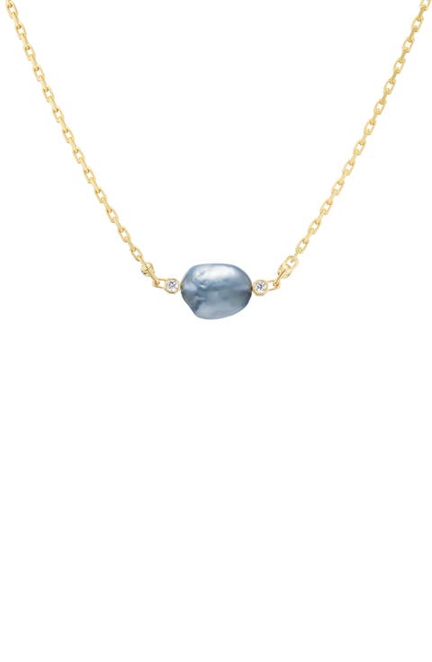 Machina Akoya Pearl & Bezel Set Diamond Necklace