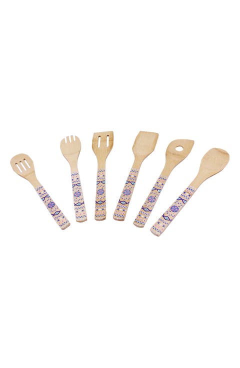 Patterned Bamboo 6-Piece Utensil Set