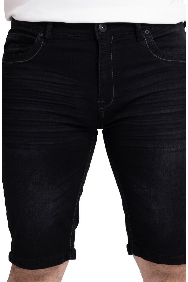 Cultura Saddle Stitch Straight Leg Denim Shorts, Alternate, color, BLACK WASH