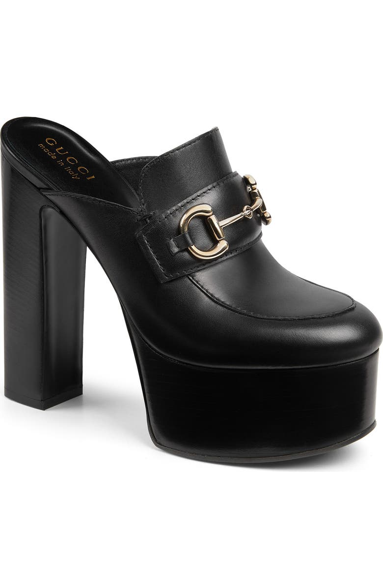 Gucci Horsebit Platform Loafer Mule, Main, color, Black