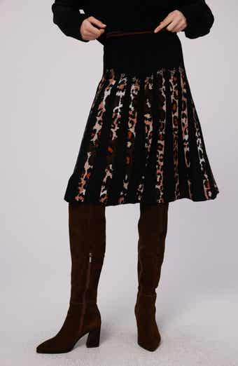 Hutch Animal Print Pleated Sweater Skirt