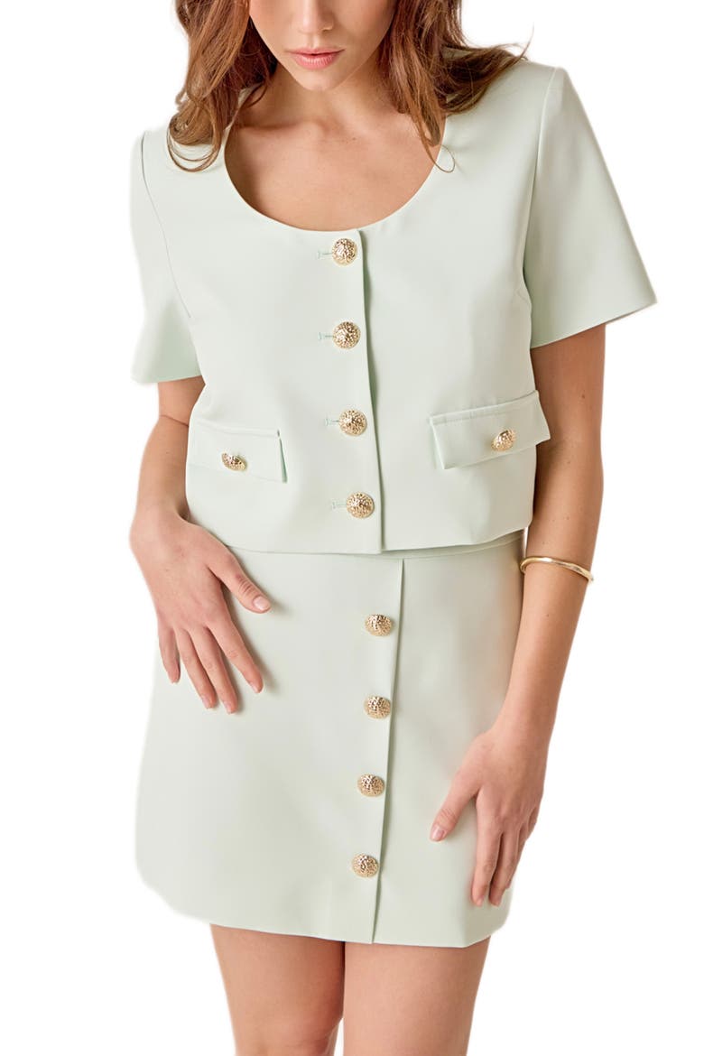 Button Front Miniskirt, Alternate, color, MINT