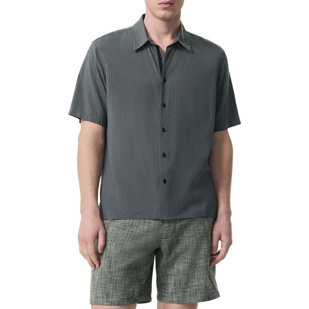 Rag & Bone Dalton Dobby Short Sleeve Button-up Shirt In Dark Grey