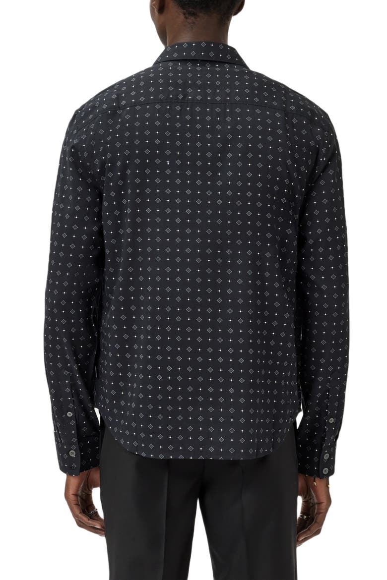 Luca Geometric Button-Up Shirt, Alternate, color, BLACK