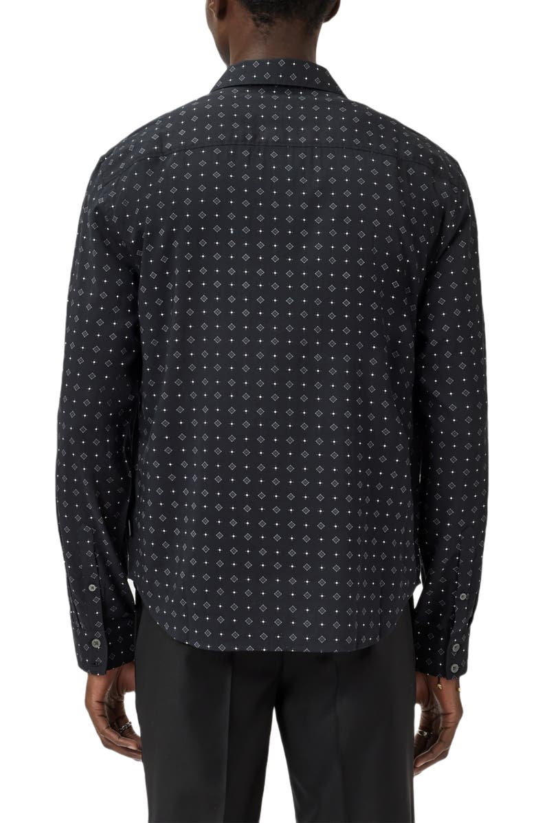 John Varvatos Luca Geometric Button-Up Shirt, Alternate, color, Black