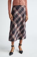 Vince Plaid Satin Slipskirt