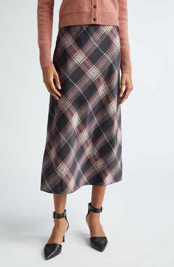 Vince Plaid Satin Slipskirt