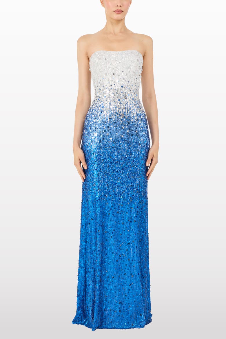 Marle Saint Sequin Embellished Strapless Maxi Dress, Alternate, color, Ivory