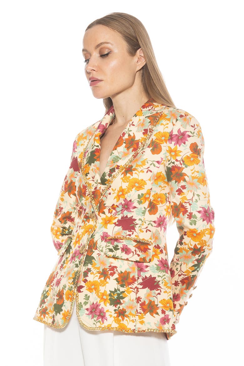 Janet Chain Trim Blazer, Alternate, color, BEIGE WILDFLOWER