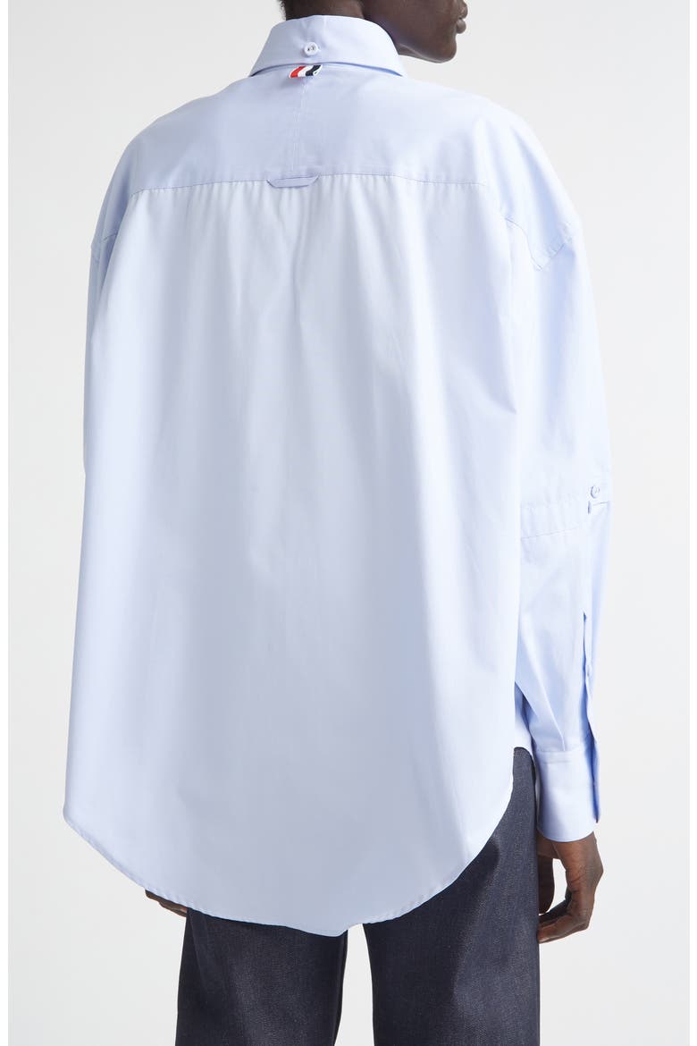 Crest Embroidered Oversize Cotton Poplin Button-Down Shirt, Alternate, color, LIGHT BLUE