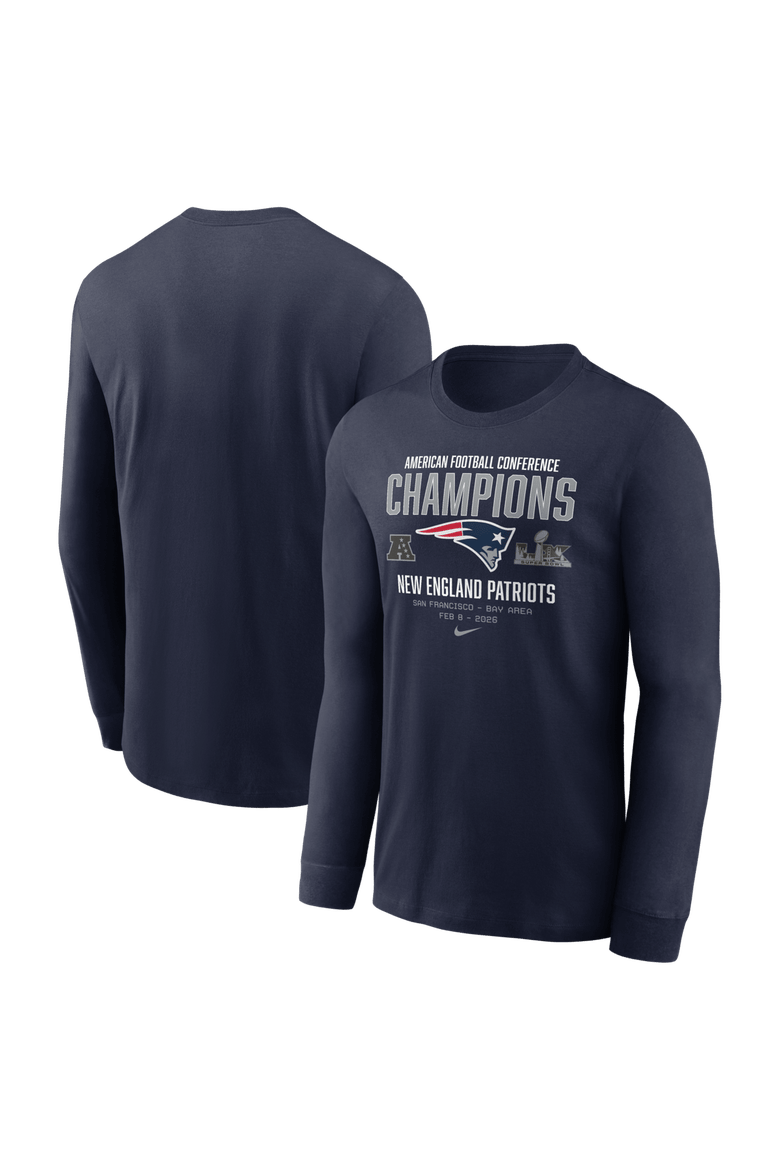 Men's Nike Navy New England Patriots 2025 AFC Champions Team Nation Long Sleeve T-Shirt, Main, color, Navy