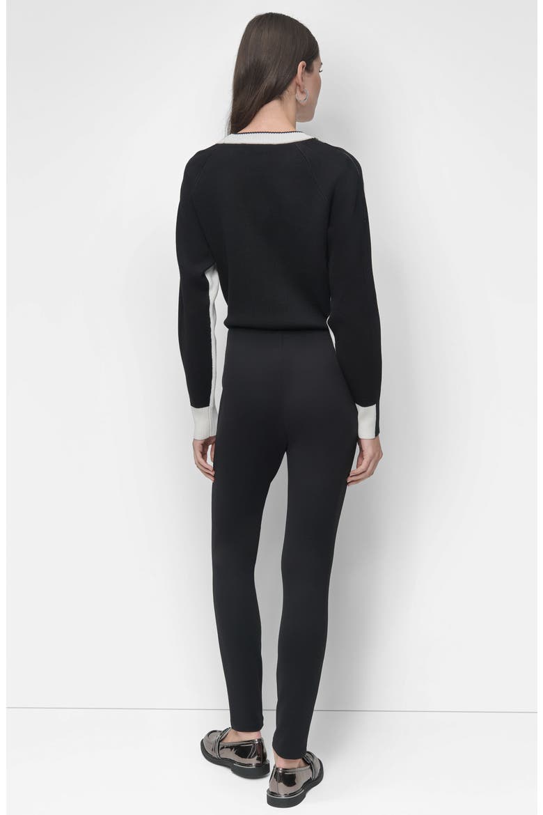 Exposed Zip Hem Ponte Pants, Alternate, color, BLACK